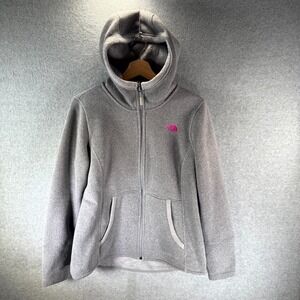 The North Face Hoodie Womens Medium Gray Fleece Lined Polyester Thermal Full Zip